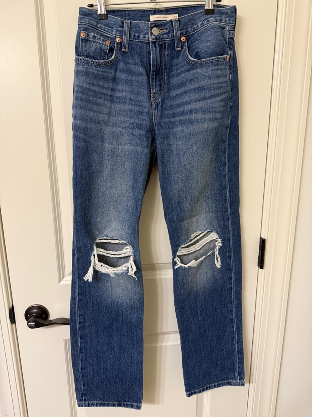 Levi's Women's Straight Leg Distressed Blue Jeans